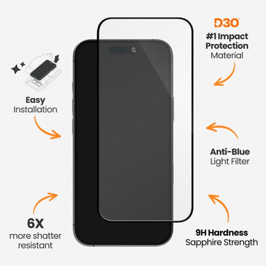 EFM ScreenSafe Glass with D3O Screen Armour For iPhone 16 Pro Max - Clear